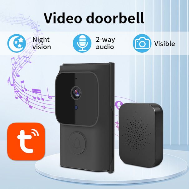Smart Video Doorbell With 480P Camera, 2.4G WiFi, Two-Way Audio & Night Vision, Wireless Rechargeable Doorbell For Home Security_voghion.com