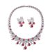 Set di collana e orecchini con rubini da donna, eleganti accessori per feste di nozze, design di ispirazione vintage con pietre di zirconia in rame resistente_voghion.com