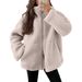 Women's Fleece-Lined High Neck Wool Blend Coat - Winter Warm Cozy Outerwear For Women, Soft And Comfortable, Chic Solid Color, Fall Winter Fashion_voghion.com