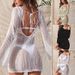 Women's Beach Skirt Knitted Openwork Backless Sexy Long Sleeve Hip Bikini Female Shame._voghion.com