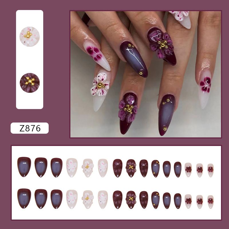 3D Peach Blossom Style Nail Patch Set_voghion.com