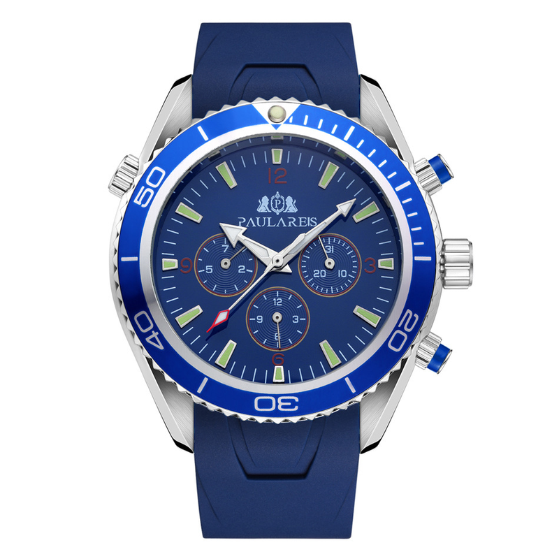 Orologio da uomo automatico meccanico multifunzionale con cintura in acciaio luminoso con nastro arancione_voghion.com