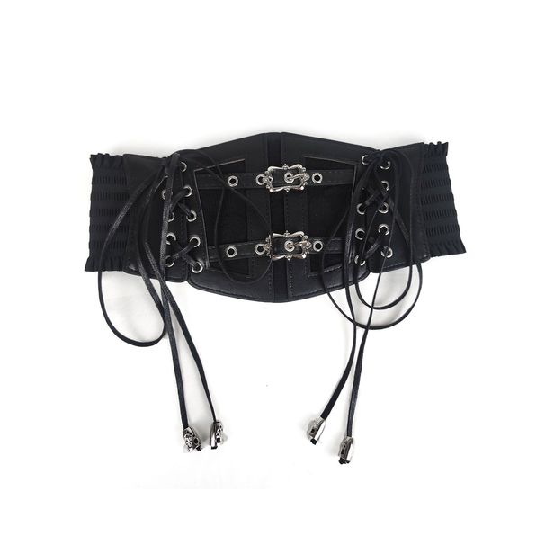 Spitzengürtel mit Leopardenmuster für Damen, dekorativer Bund passend zu Kleidern, elastischer breiter Bund, vielseitige schlichte Taille_voghion.com