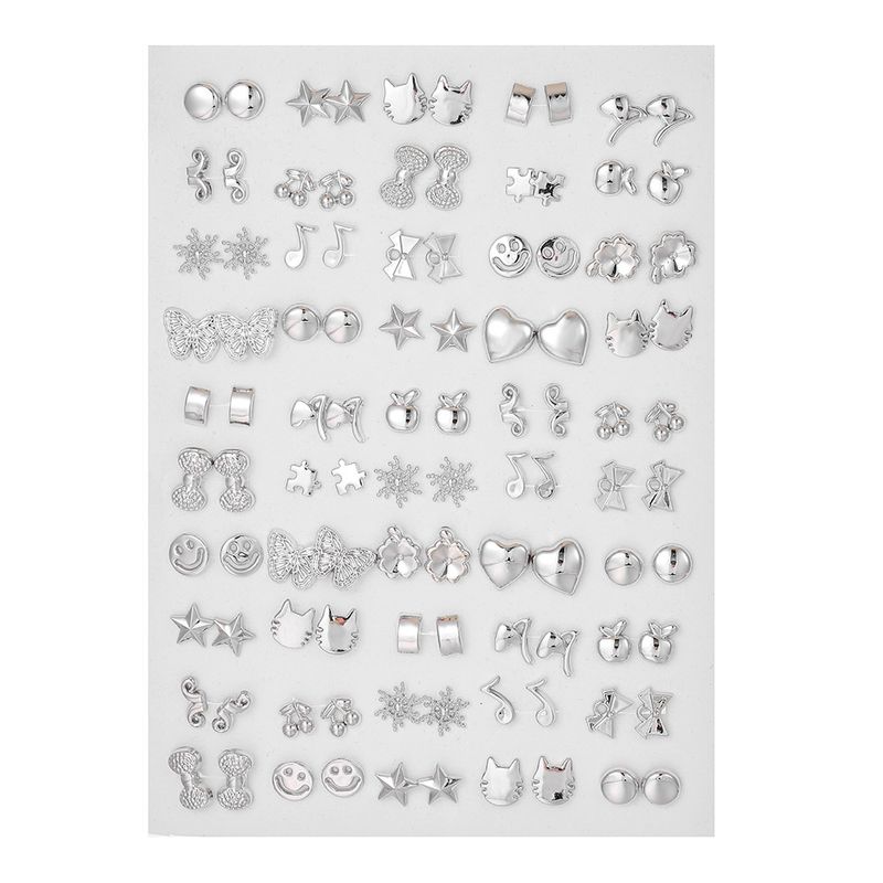 50 paires de petites boucles d'oreilles géométriques de style coréen, ensemble simple de boucles d'oreilles en plastique pour femmes avec petites boucles d'oreilles en diamant_voghion.com