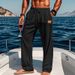 Men's Linen Drawstring Pants – Lightweight Beach & Casual Trousers With Adjustable Waist (8 Colors, S-XXXL)_voghion.com