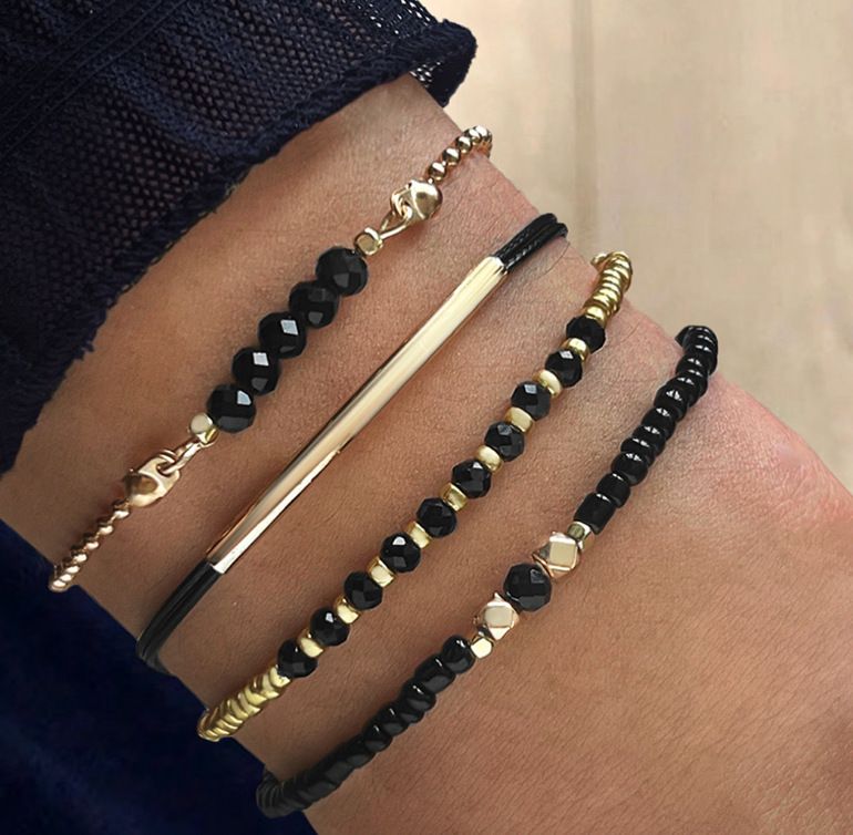 Siebenteiliges Perlenset im Bohemian-Urlaubsstil, Reisperlenarmband, Schmuck im neuen Stil für Damen, Ethno-Stil, Stapelbares Liebesarmband_voghion.com