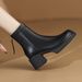 cameido Simple thick-soled ankle boots for petite women, with chunky heels and a rear zipper, fashion boots_voghion.com