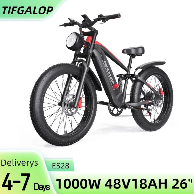 TIFGALOP ES28 Elektrofahrrad 48V 18AH Akku 1000W Motor 26-Zoll-Reifen 80KM Max Laufleistung_voghion.com