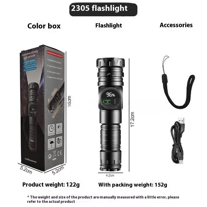 Rechargeable LED Flashlight - 1200 Lumens Super Bright, Zoomable Focus, USB Charging, Lightweight Plastic Body For Camping, Hiking & Emergency_voghion.com