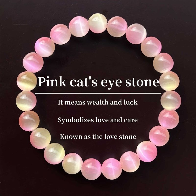 Pink Fashionable Cat's Eye Stone Bracelet For Women, Made By Temu, Popular Item, TK Jewelry Accessory, Xiyin Bracelet_voghion.com
