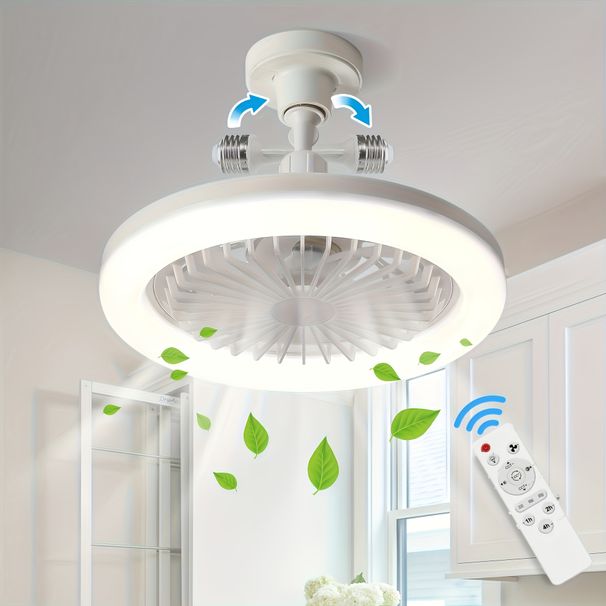 10'' Deckenventilator mit LED-Licht – Fernbedienung, 3 Farbmodi, geräuschloser Betrieb für Schlafzimmer, Kinderzimmer und Wohnzimmer (weiß)_voghion.com