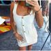 Women's new single-breasted square collar sleeveless tops slim fit hip sexy women's fashion two-piece suit_voghion.com