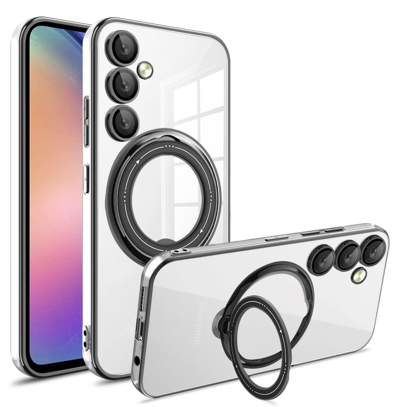 Pokovování Držák magnetického kroužku do auta Čirá pouzdra pro Samsung Galaxy S23 S22 Plus Ultra S20 FE A54 A34 A14 A23 A24 A52 A13_voghion.com