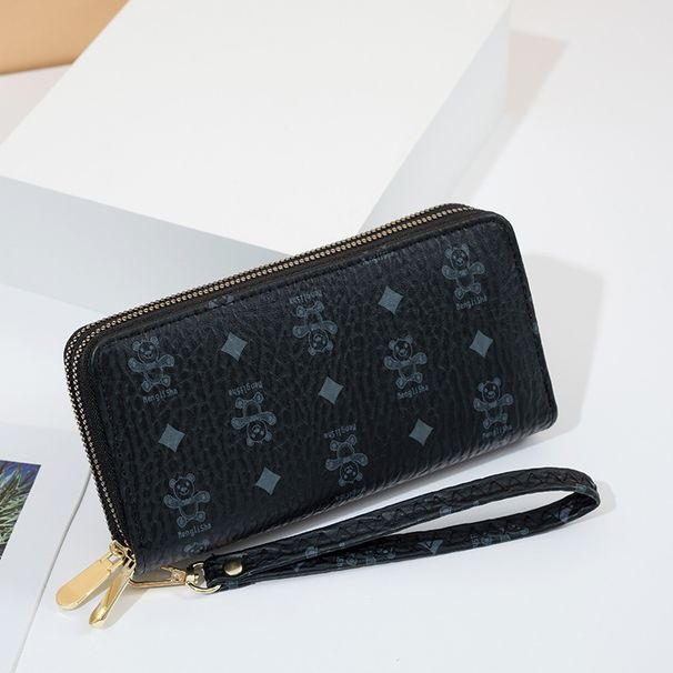 Cartera para tarjetas, cartera para mujer, con estampado de oso, doble cremallera, ranura para múltiples tarjetas, portátil, de viaje, moderna, para teléfono móvil_voghion.com