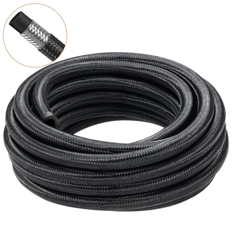 VEVOR 6AN Fuel Line Kit, 20 FT Fuel Hose Kit, 0.34" Nylon Stainless Steel Braided Fuel Line Oil/Gas/Diesel Hose End Fitting Kit, With 12 PCS Swivel Fitting Adapter Kit, Black_voghion.com
