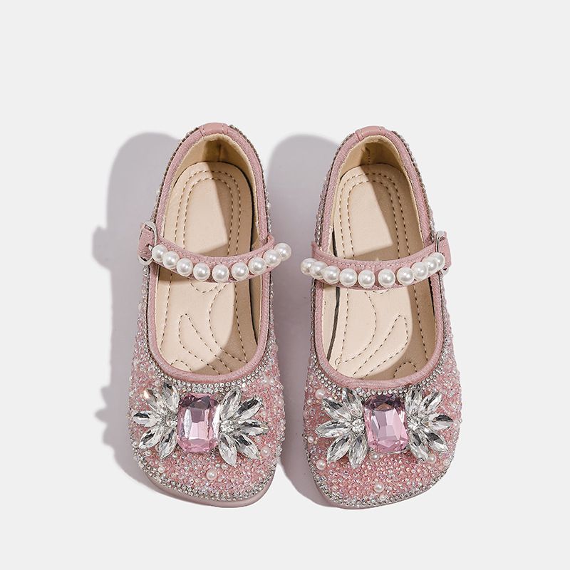 Children's Shoes Single Shoes Spring And Autumn New Crystal Shoes Children's Princess Shoes Rhinestone Little Girl Leather Shoes Baby Shoes_voghion.com