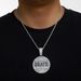 Hip Hop Round Shield Letter GRAYS Full Diamond Alloy Pendant Cuban Chain Necklace For Men_voghion.com