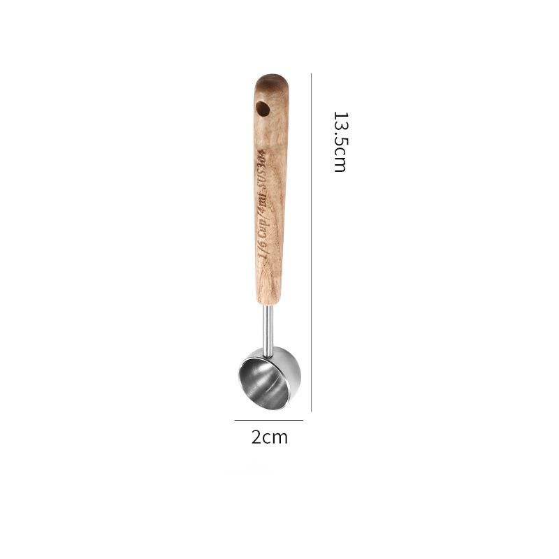 304 Edelstahl 25ML Holzgriff Kaffeebohne Milchpulver Gewürz Gramm Messlöffel Backwerkzeug_voghion.com