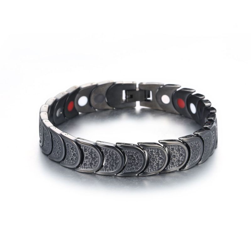 Bracelet pour homme en acier titane, forme pastèque noire, polyvalent, énergie lunaire, santé, tendance_voghion.com