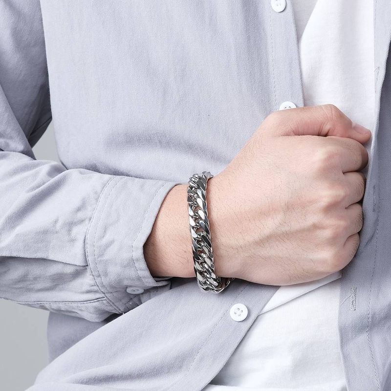 Wear For Men Women, Neutral And Cold Style, Double Woven NK Titanium Steel Bracelet, Simple Men's Plain Chain Bracelet_voghion.com