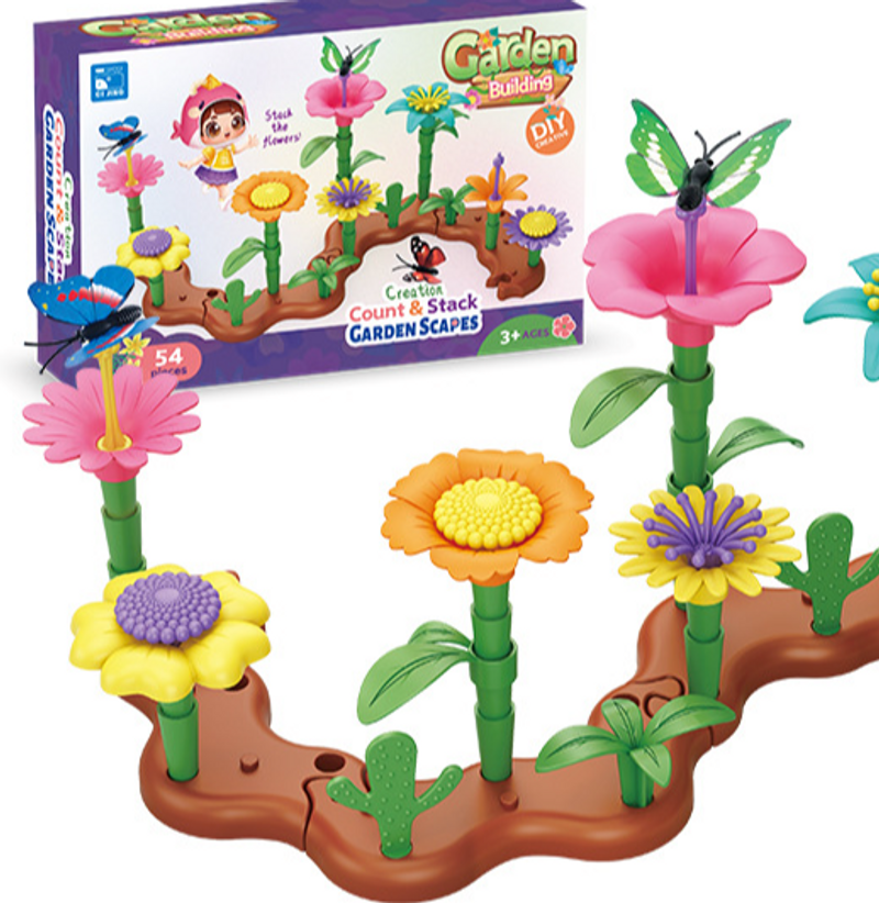 Children's ever-changing world garden building block set DIY intelligent flower arrangement assembly building girl flower toys_voghion.com