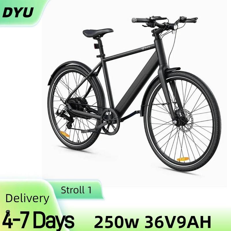 DYU Stroll 1 Electric Bike 250W 27'' Commuter City Bike With 36V 9Ah Battery, Dual Hydraulic Disc Brake_voghion.com