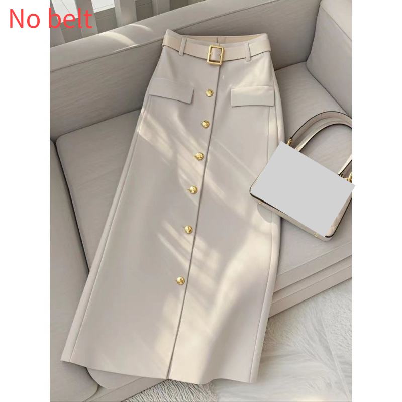 Îmbrăcăminte pentru femei Bej Fusta linie A pentru femei Stil nou La modă și elegant Stil cald Temperament de ultimă generație Fusta lungă în formă de peră Toamnă_voghion.com