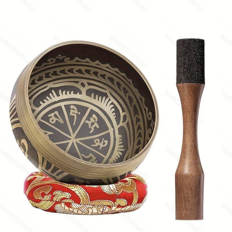 Nepalese klankschaal, handgemaakte kom, handgehamerde Tibetaanse klankschaalset - Stressverlichting, chakra-balancering en meditatietool_voghion.com