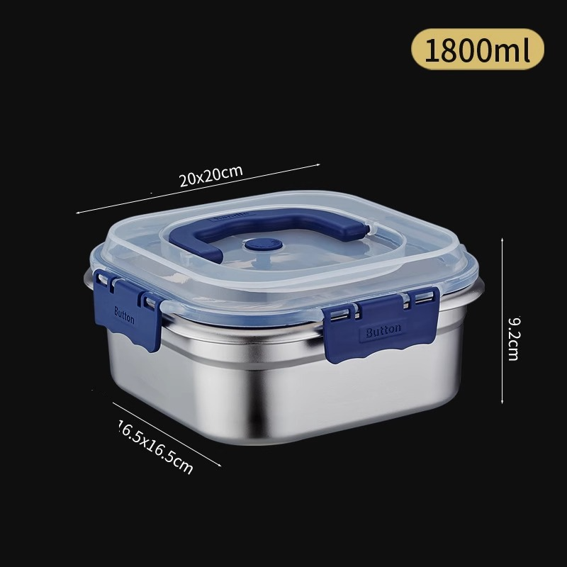 Thickened Stainless Steel Fresh Keeping Box Food Grade Sealed Lunch Box With Lid Large Capacity Portable Refrigerator Storage Box_voghion.com
