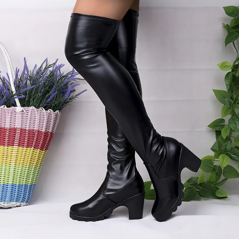 Ladies' Over-the-knee Boots, High-heeled Boots, Elastic Fabric, No Zipper Design, Elegant And Comfortable Ladies' Boots_voghion.com