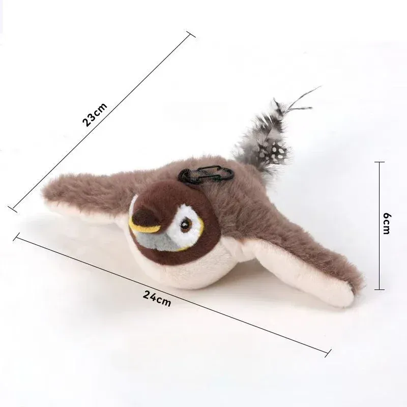 Interactive Cat Toys Flying Bird Cat Toy Rechargeable Chirping Flapping Bird No Flying Can Add Catnip Touch Activated P_voghion.com