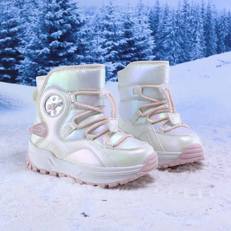 Children's Snow Boots Thickened Veet Boys and Girls Outdoor Non-slip Steel Claw Hiking Waterproof Child Casual Warm Boot_voghion.com