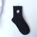 Black Planet Embroiled Trend Seasonal Cotton Mid length Socks Female_voghion.com