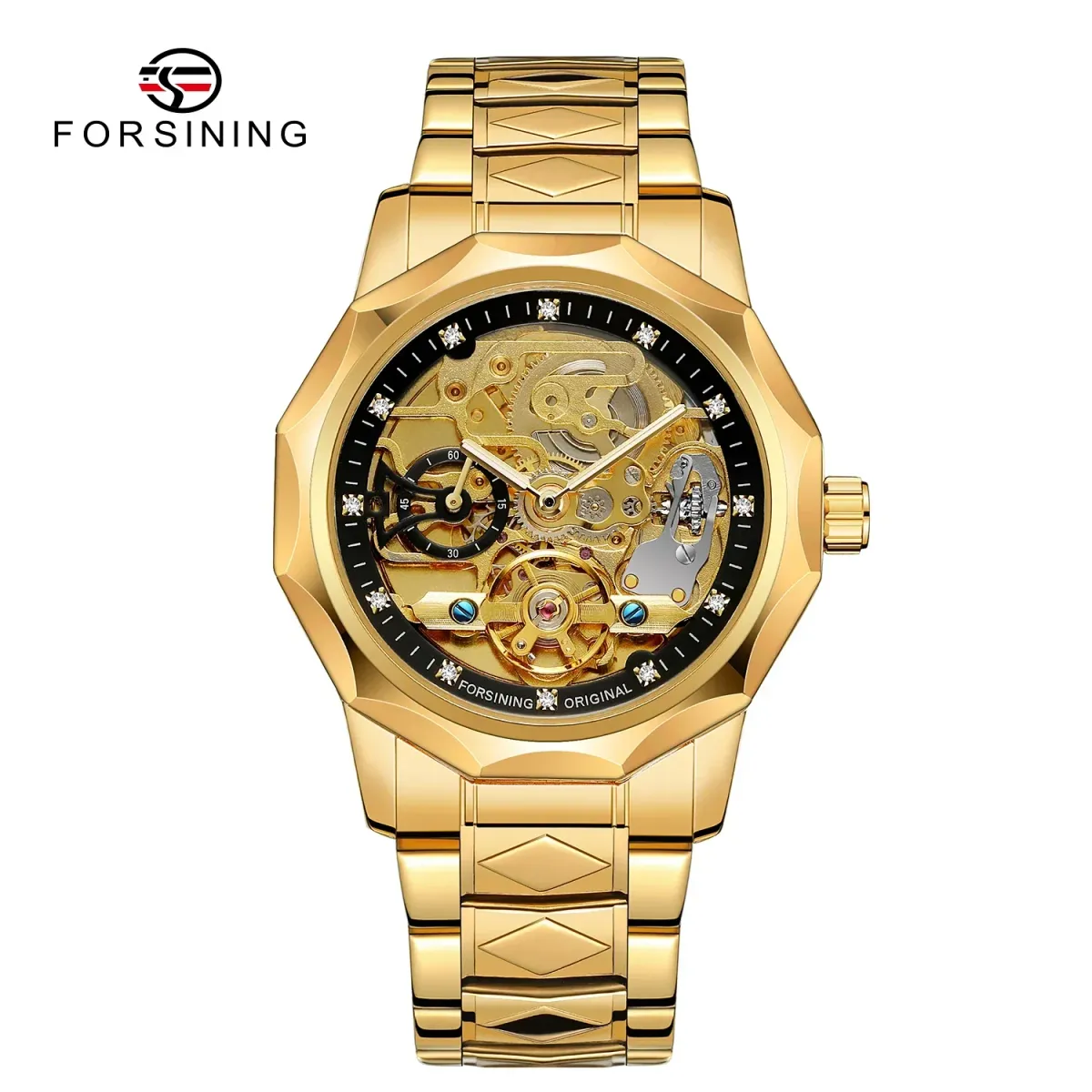 FORSINING Design Diamond Skeleton Men Mechanical Watch Luxury Tourbillon Clock Automatic Winding Waterproof Men's Watches_voghion.com