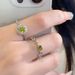 French Court-Inspired Olive Green Zircon Ring - Elegant Luxury Open Design For Women_voghion.com