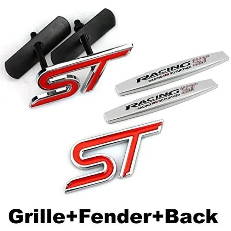 4 buc seturi ST Racing grilă față + autocolant lateral aripă + autocolant spate auto emblemă insignă pentru Ford Focus 2 Focus 3 FIESTA F-150 Kuga_voghion.com