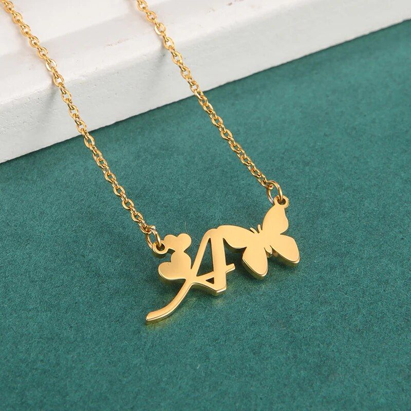 Round Pierced 26 Initials Letter Pendant Necklace for Women Simple Way Stainless Steel Paperclip Chain Necklace Jewelry_voghion.com