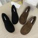 24 Counters With The Same Suede Wool Minimalist Flat Bottomed Loafers, Plush Shoes, Casual Ve, Comfortable And_voghion.com
