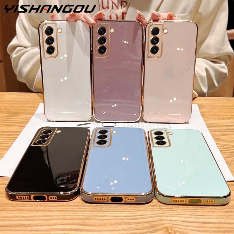 Plating Case For Samsung Galaxy S22 S23 Ultra S21 S20 FE Plus A72 A71 A54 A51 A52 A53 5G Luxury Soft Silicone Bumper Cover Coque_voghion.com
