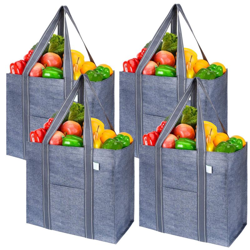 Borsa per la spesa riutilizzabile - Organizer pieghevole extra large per bagagliaio auto (Resistente, multiuso, impermeabile, confezione da 2)_voghion.com