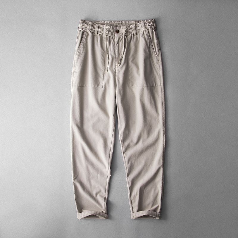 Herrenbekleidung Leinen Baumwolle Freizeithose Lose Leinenhose Große Größe Elastische Taille Gerade Freizeithose_voghion.com