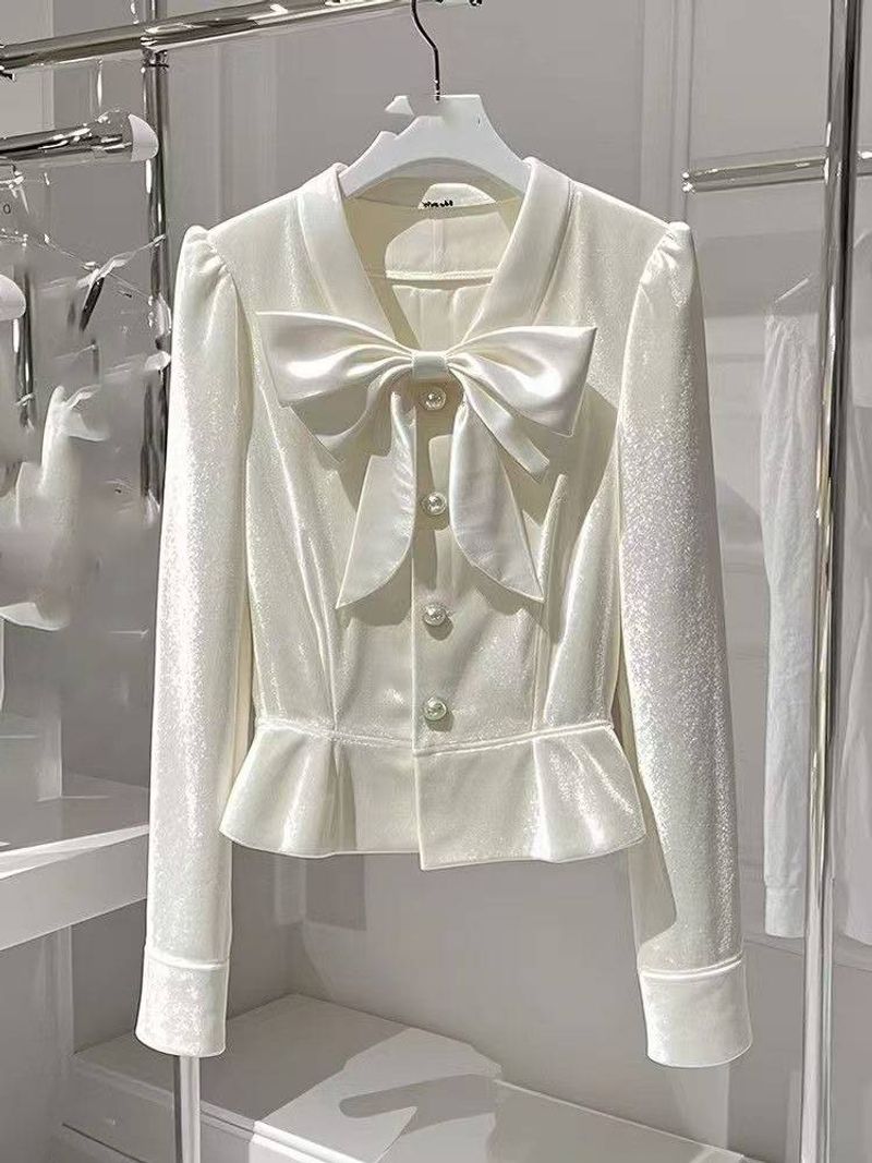 Ženska oblačila High End Majhna Majica Jesen High End Temperament Beautiful Niche Top iz žameta z V izrezom_voghion.com