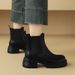Cameido Women's thick-soled boots, British-style chimney short boots for autumn and winter 2024, women's boots with fleece sleeves._voghion.com