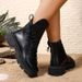 Women's Fashion Chunky Sole Martin Boots - Round Toe Lace-Up Ankle Boots With PU Leather Upper, Breathable & Lightweight For Spring & Autumn_voghion.com