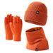 Warm knit hat set Men's and women's double-layer winterproof plus fleece hat bib gloves three-piece winter set_voghion.com