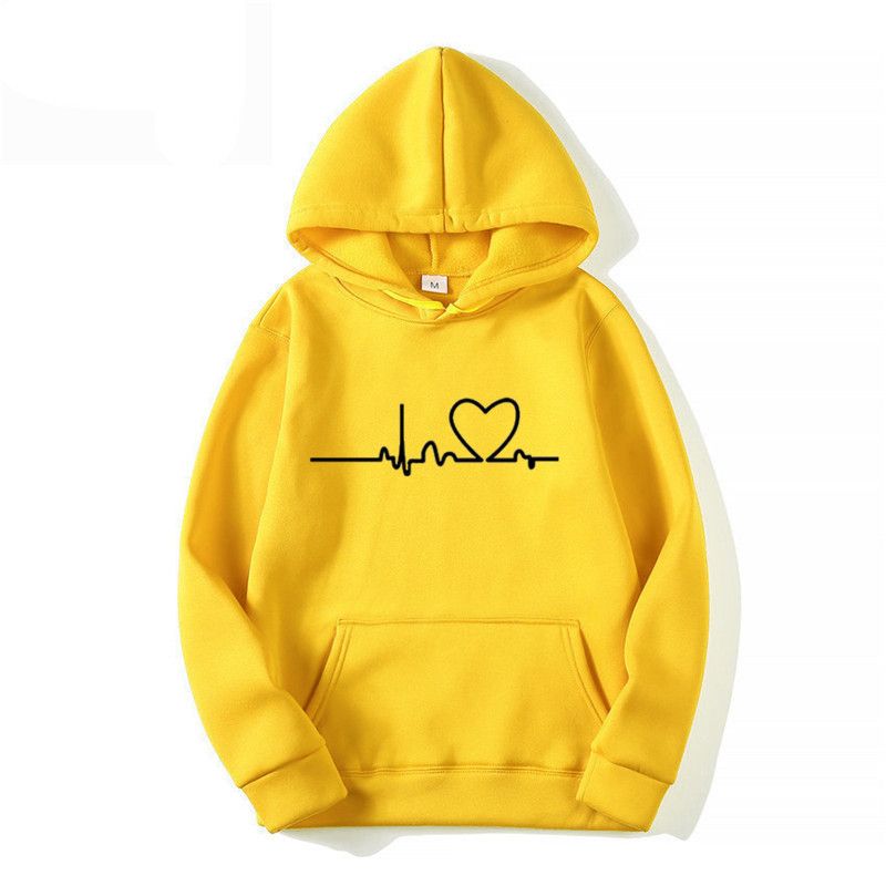 Felpe con cappuccio da uomo in pile spesso con stampa Love, a maniche lunghe, da strada, casual_voghion.com