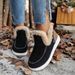 New Snow For Women, Warm And Plush Flat Bottom Color Blocked Short Tube High Top Size 43 Women's Boots_voghion.com