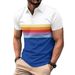 Fashionable Short Sleeved Printed Polo Summer Lapel Shirt, Rainbow Color Block Men's Streetwear_voghion.com