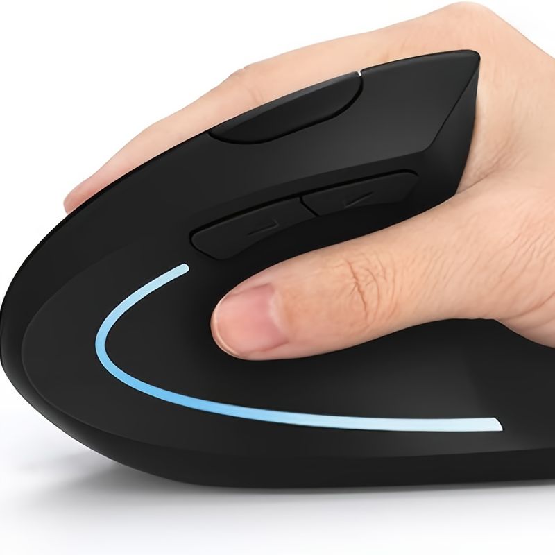 [Hot Sales] Ergonomesch drahtlos Maus, Ergo Mouse Vertikal Maus 6 Knäppercher, Riets Säitlech Maus Fir PC Laptop (Batterie Schwaarz)_voghion.com