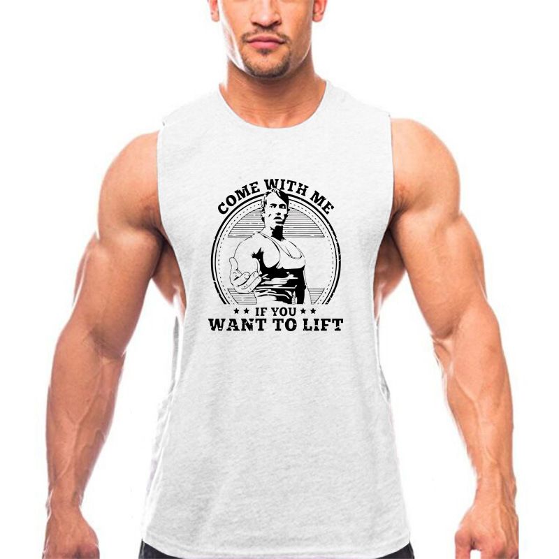 Gym débardeur été col rond avec grande fente musculation gentleman sport débardeur hommes pur coton fitness costume_voghion.com